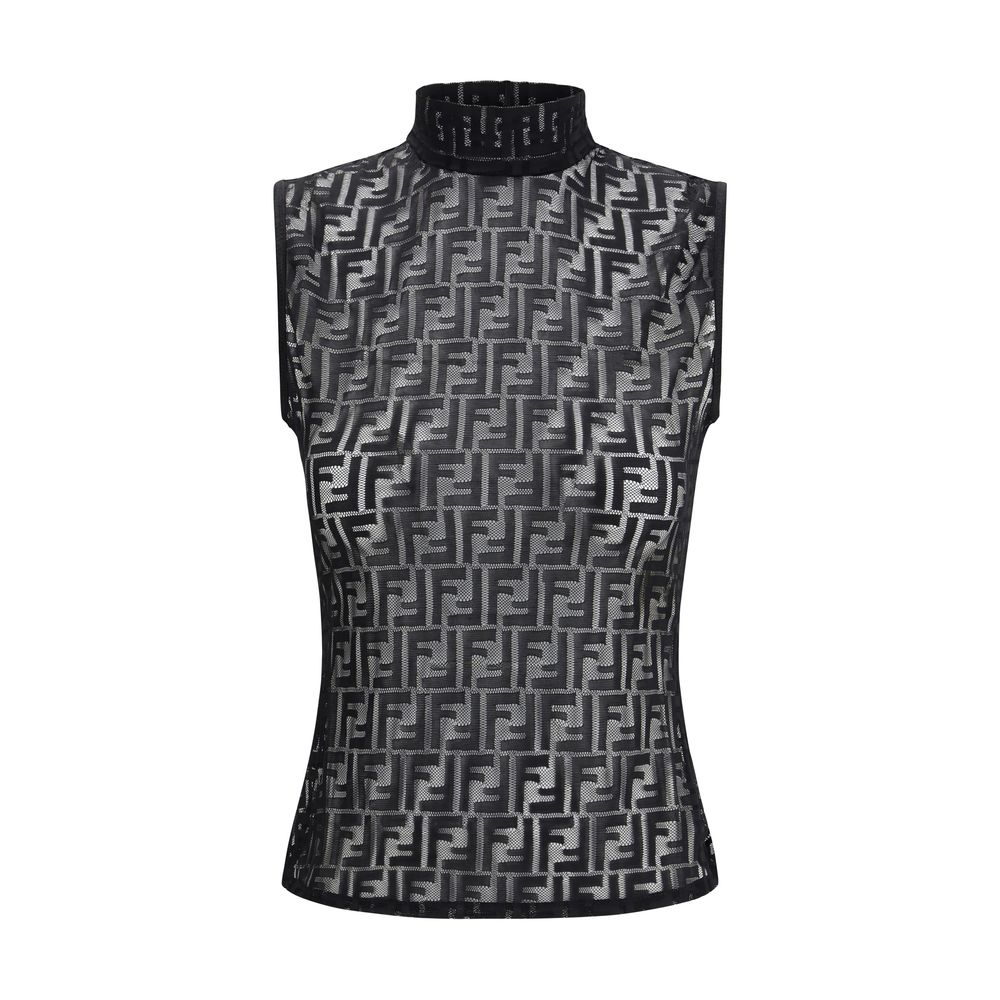 Fendi Black Polyamide Sleeveles T-Shirt